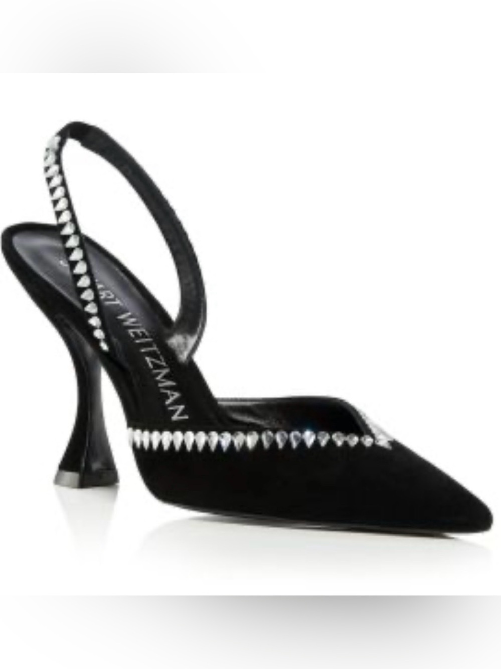 Stuart Weitzman black suede gemcut Xcurve 100 slingback pumps NWB SZ 6
